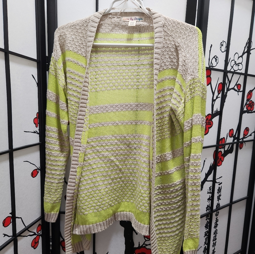 Neon yellow and cream cardigan